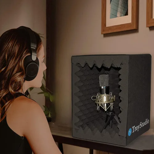 Miniatura 7 de TroyStudio Cabina Vocal Portátil, Escudo de Aislamiento de Micrófono Plegable Grande, Caja de Absorción de Eco de Sonido para Estudio de Grabación