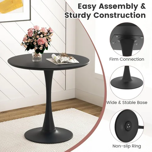 Miniatura 4 de Tangkula Juego de mesa de comedor redonda para 4, juego de mesa de cocina con asiento acolchado y patas de madera maciza, mesa de cocina redonda