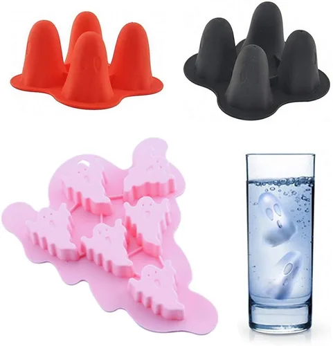Juego de 3 bandejas de cubitos de hielo fantasma, moldes de silicona fantasma para fiesta de Halloween, fondant de chocolate, gelatina de caramelo,