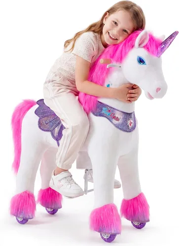 Miniatura 21 de PonyCycle Paseo a caballo en poni modelo avanzado Y peluche marrón caballo juguete para niños tamaño 3 para edades 3 a 4, caballo mecedora