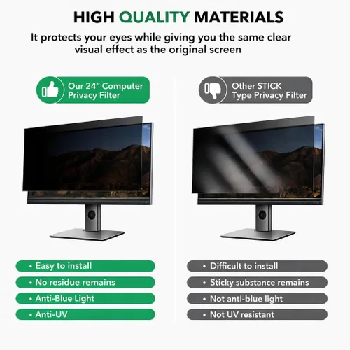 Miniatura 4 de Paquete de 2 pantallas de privacidad de computadora de 24 pulgadas para monitor de pantalla ancha de relación de aspecto 16:9, protección ocular