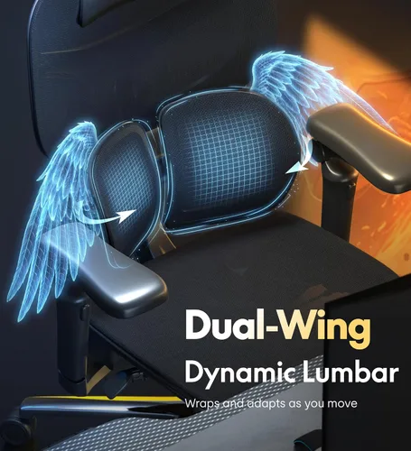 Miniatura 7 de FlexiSpot Sentinel-Pro - Silla ergonómica para juegos con reposabrazos 7D de doble ala adaptable lumbar 7D 145° 4 posiciones, respaldo ajustable