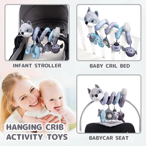 Miniatura 4 de Koty Juguetes para Asiento de Coche, Juguete Colgante de Actividad de Felpa en Espiral para Bebé Infantil para Barra de Cochecito Carriola Cuna