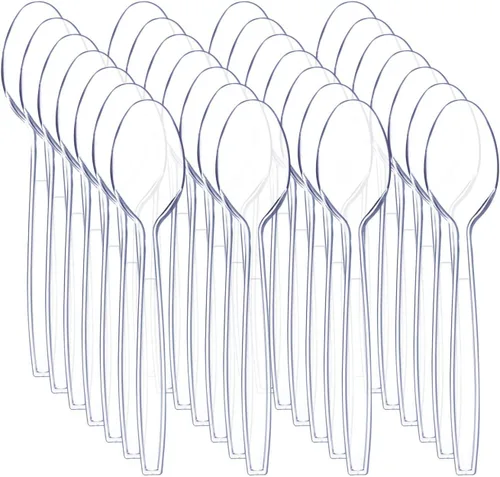 Miniatura 11 de Liacere 360 piezas de cubiertos de plástico transparente resistente, 150 tenedores, 150 cucharas, 60 cuchillos, libres de BPA, resistentes al calor
