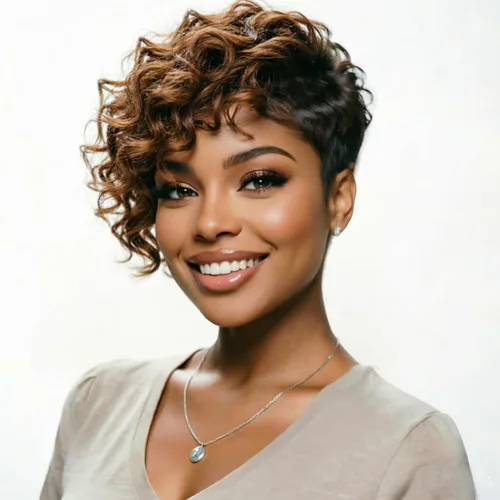 Miniatura 10 de Peluca de cabello humano con corte Pixie para mujeres negras, 100% cabello humano real, peluca corta y recta sin pegamento con flequillo, hecha a