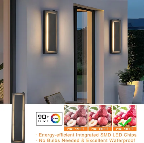 Miniatura 2 de tewei Aplique de Pared LED para Exteriores de Anochecer a Amanecer Iluminación Exterior, Accesorios de Iluminación Exterior Moderna Negro Mate Luces