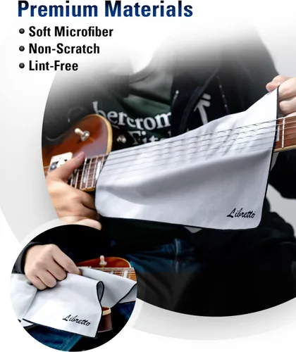 Miniatura 3 de Libretto Paño de microfibra para pulir instrumentos musicales, 3 tamaños en 1 paquete, producto de limpieza para guitarra y bajo, gris, sin pelusa