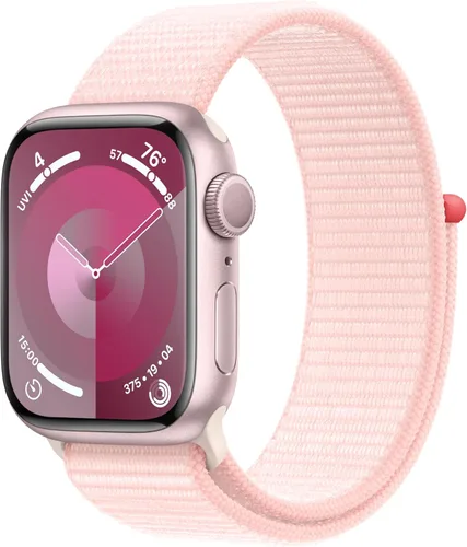 Miniatura 13 de Apple Watch Series 9 [GPS 41mm] SmartWatch con caja de aluminio rosa con correa deportiva rosa claro S/M. Rastreador de fitness, aplicaciones
