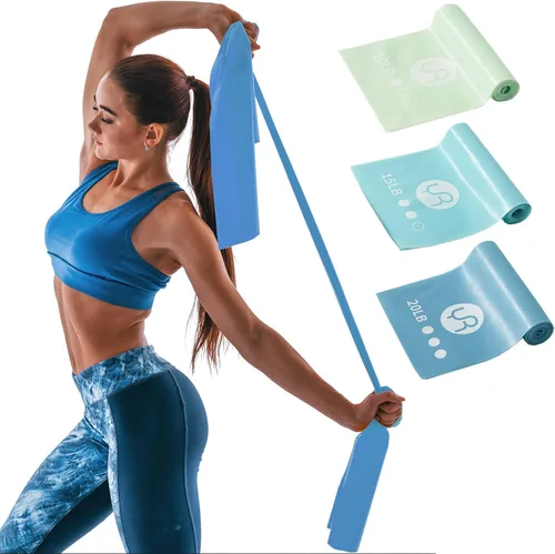 Bandas de resistencia, bandas elásticas sin látex de 6.5 pies de largo, bandas de ejercicio para terapia física, yoga, pilates, rehabilitación,
