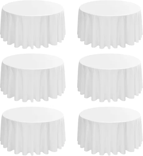 Miniatura 120 de Paquete de 10 manteles de poliéster de 60 x 102 pulgadas, manteles de poliéster beige para mesas rectangulares de 6 pies, resistentes a las manchas