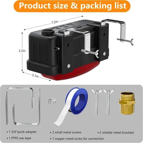 Miniatura 7 de Válvula de flotador automática de canal de agua para ganado con conector de cobre y cinta PTFE, control automático de nivel de agua, válvulas