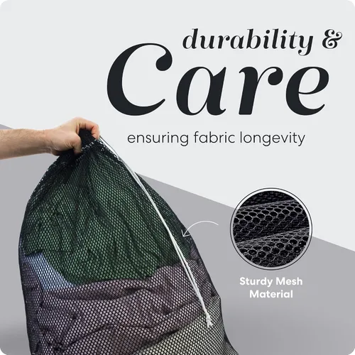 Miniatura 4 de Bolsa de lavandería de malla XL de Handy Laundry - Duradera, lavable a máquina con cierre de cordón seguro - Perfecta para dormitorios Negro