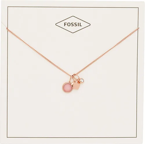 Miniatura 2 de Fossil collar con dije de acero inoxidable en tono rosa dorado para mujer