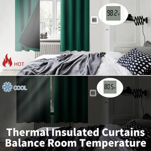 Miniatura 4 de BGment - Cortinas con aislamiento térmico para habitación, 100 % opacas, con forro negro, cortina de doble capa con ojales, reduce el ruido