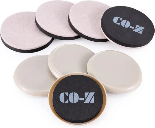 CO-Z Deslizadores de fieltro para muebles - Paquete de 8 con 4 deslizadores de plástico y 4 de fieltro, deslizadores de muebles reutilizables de 3