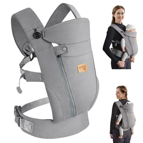 Miniatura 9 de Portabebés ergonómico para recién nacidos, con manos libres, transpirable, perfecto para bebés y bebés, regalo de ducha (gris claro)