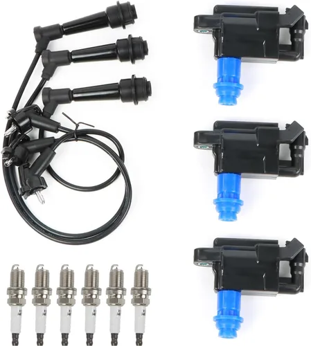 Miniatura 10 de Paquete de 3 bobinas de encendido UF156 y 6 bujías de iridio y 3 cables de bujía compatibles con Toyota 4Runner T100 Tacoma Tundra 1995-2004 3.4L