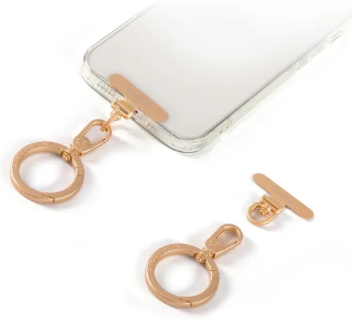 Lengüeta de metal para teléfono, parche de cordón, llavero de soporte para teléfono, soporte para anillo, lengüeta de correa Dorado