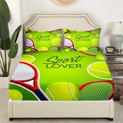 Miniatura 3 de Erosebridal Juego de sábanas bajeras de tenis para adolescentes, tamaño individual, juego de sábanas temáticas de juegos deportivos para habitación
