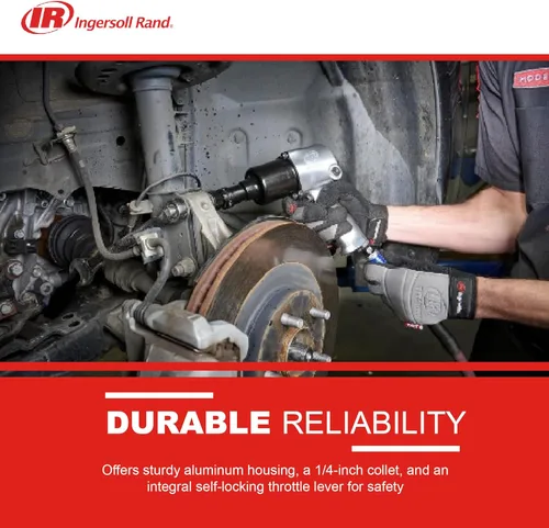 Miniatura 4 de Ingersoll Rand 301B Amoladora neumática con troquel - 1/4 pulgadas, ángulo recto, 21,000 RPM, construcción de rodamiento de bolas, bloqueo