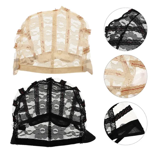 Miniatura 6 de Gorras de peluca negras, 2 piezas, gorras de peluca de malla estirables, gorras de tejido de peluca ajustable, accesorios de peluca de cosplay