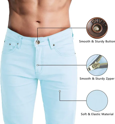 Miniatura 5 de WULFUL Pantalones de mezclilla ajustados y elásticos cómodos para hombre