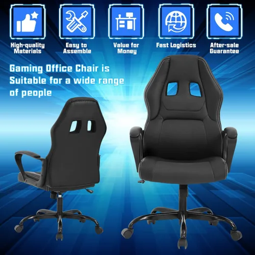 Miniatura 4 de Silla gamer para computadora PC, silla de oficina para adultos, adolescentes y niños, silla ergonómica de piel sintética con soporte lumbar