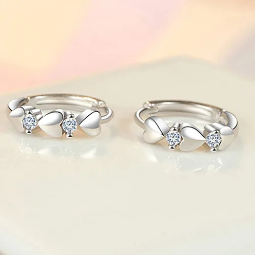 Miniatura 2 de Aretes de clip de moda, aretes colgantes de circonita cúbica con incrustaciones de corazón para mujer, joyería de boda, cumpleaños, regalo útil