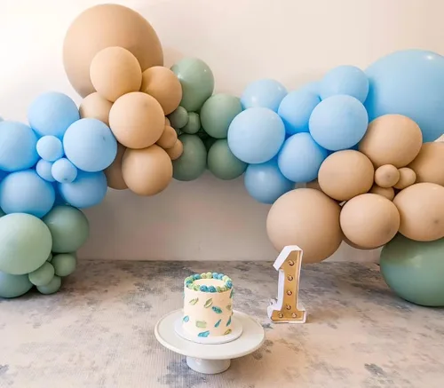 Miniatura 4 de Kelfara Globos de color azul polvoriento y verde, 80 globos retro de 12 pulgadas, color verde aguacate, azul mar, azul azulado, nude