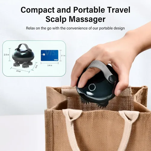 Miniatura 6 de arboleaf Masajeador eléctrico para el cuero cabelludo, masajeador de cabeza portátil para relajar el estrés del cuero cabelludo, impermeable, 6 en 1