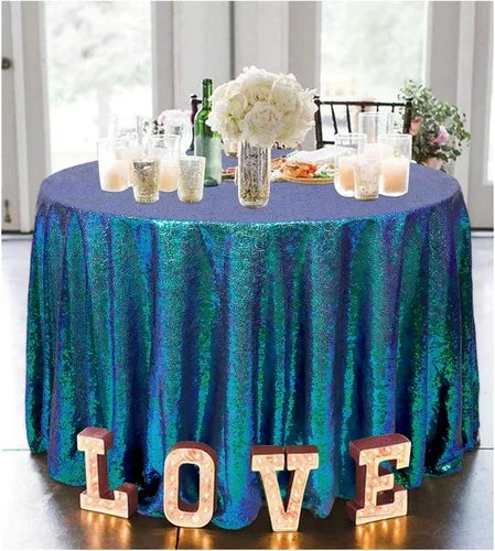 Miniatura 21 de ShiDianYi Mantel de lentejuelas color azul bebé, de 50 x 72 pulgadas, mantel rectangular de lentejuelas para decoración de boda - 200111E