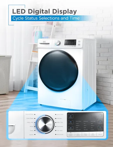 Miniatura 3 de BLACK+DECKER Lavadora de carga frontal de 4.5 pies cúbicos, lavadora de tamaño completo con 12 ciclos, lavadora con certificación ENERGY STAR