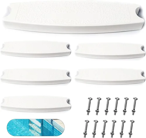 Miniatura 7 de TonGass Escalera universal para piscina de 18 pulgadas (paquete de 3) de repuesto con pernos de acero inoxidable compatible con piscinas enterradas
