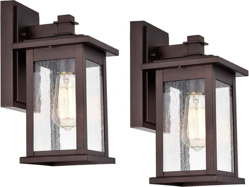 Miniatura 6 de MICSIU Luces de Porche de Bronce Frotado con Aceite para Pared Exterior, Lámparas Exteriores Impermeables Estilo Granja con Casquillos E26