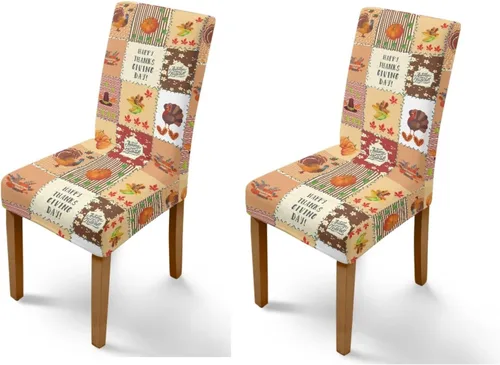 Miniatura 30 de Rnyleeg Thanksgiving Chair Covers for Living Room No Arms Turkey Pumpkin Stretch Dining Chair Covers Set of 6 Soft Washable Kitchen Chair Protector