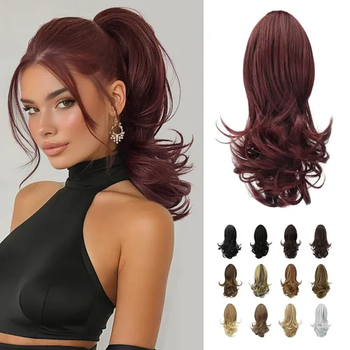 Miniatura 51 de Sofeiyan Extensión de cola de caballo de 11 pulgadas con clip de garra, extensiones de cabello con cola de caballo, cola de caballo larga y rizada