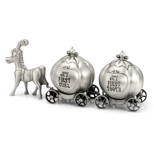 Yoption Baby First Haircut Keepsake and First Dental Fairy Box Set, Zinc Alloy Pumpkin Carriage Baby Drop Tooth, caja de almacenamiento de recuerdo