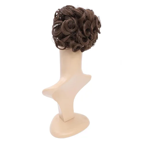 Miniatura 5 de SWACC Extensión de moño corto rizado desordenado, fácil de estirar, peines para el cabello, extensión de cola de caballo con clip, coletero, Marrón
