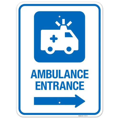 Miniatura 11 de Letrero de hospital de entrada de ambulancia con flecha derecha, 12 x 18 pulgadas, aluminio 063 libre de óxido, resistente a la decoloración