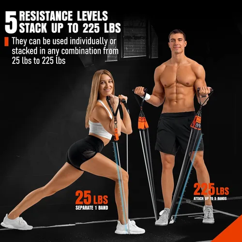 Miniatura 8 de Resistance Bands with Handles, 175lb Exercise Bands for Working Out, Fitness Bands, Workout Bands with Door Anchor and Ankle Straps, Physical