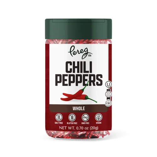 Pereg Chili Pepper entero (0.70 onzas), chiles secos, sabor picante y picante, perfecto para los amantes de la comida picante, chiles rojos Shatta,
