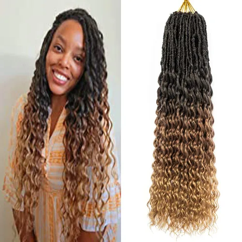Miniatura 18 de Cabello de Ganchillo Goddess Locs de 12 Pulgadas 8 Paquetes Nuevos Locs Sintéticos Suaves Trenzas de Ganchillo Ondas Profundas Extensiones de 1b