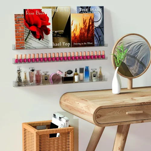Miniatura 2 de Sezanrpt Estante acrílico para esmalte de uñas de 32 pulgadas para pared, organizador de esmalte de uñas transparente montado en la pared para 192