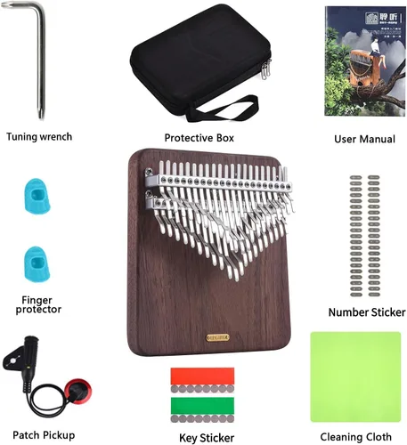 Miniatura 4 de LingTing Kalimba - Piano de pulgar de madera de nogal maciza, 42 teclas, piano cromático Mbira, regalo para adultos principiantes profesionales K42W
