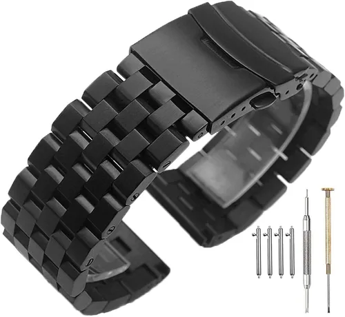 Miniatura 12 de Correas de reloj de metal cepillado para hombres y mujeres, correa de reloj de acero inoxidable sólido 18/20/22/24/26mm, correa de reloj de pulsera