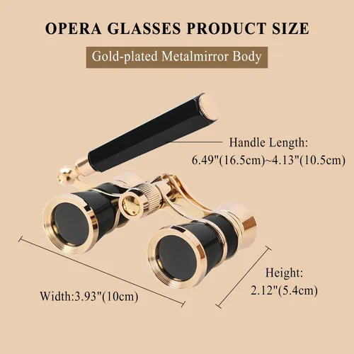 Miniatura 3 de Aroncent Anteojos de Ópera Prismáticos 3X25 Compactos con Asa Ajustable para Teatro, Prismáticos Mini para Adultos Hombres Mujeres en Ópera Negro