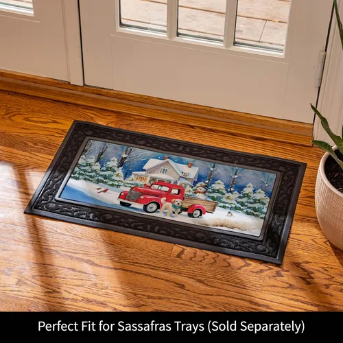 Miniatura 2 de Evergreen Flag Alfombrilla de interruptor navideño de sassafras de 22" x 10", tapete intercambiable para puerta delantera exterior, entrada