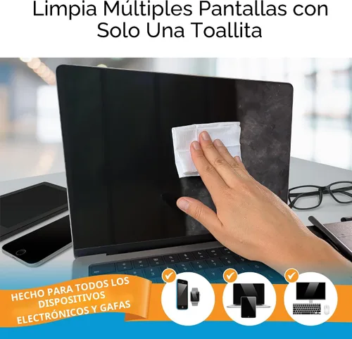 Miniatura 4 de iCloth - Toallitas húmedas empacadas individualmente, para limpiar lentes y pantallas grandes, de grado profesional, 1 toallita limpia un monitor