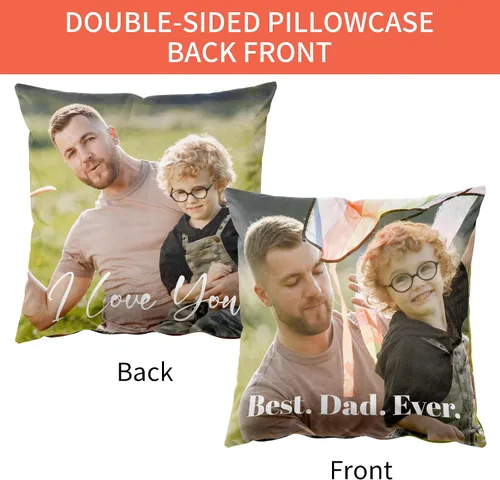 Miniatura 2 de Easycosy Funda de almohada de terciopelo personalizada, 12 x 12 pulgadas, foto y texto personalizados, dos lados, regalo del día del padre
