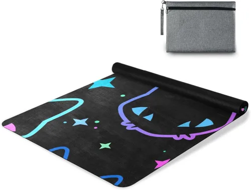 Cute Chubby Frog Yoga Mat, 71 x 26 Inch Non-slip Yoga Mats Folding Travel Exercise Mat Indoor Outdoor Gym Pilates with Storage Bag for Women Men a04